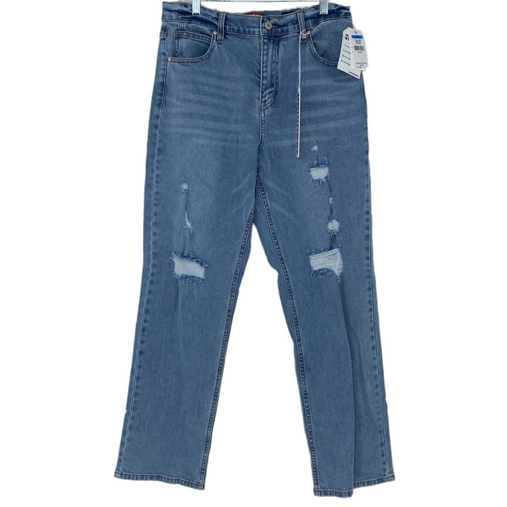 NWT Unionbay 90's high rise straight leg distressed blue jeans, 9